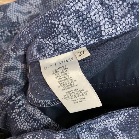 Snake print blue jeans size 27 - Picture 5 of 7